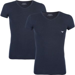 2-pack V-hals shirts stretch blauw