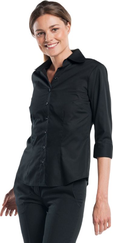 Chaud Devant Dames Shirt Black Stretch 3/4 mouw