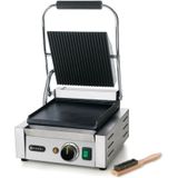 Hendi Contactgrill Enkel - Professionele Panini Grill - Gegroefd/Glad - 31x37x(H)21cm