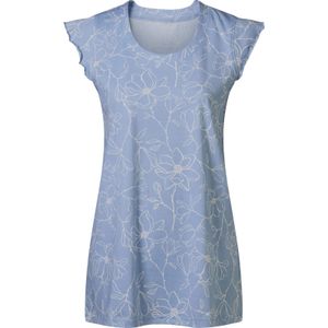 Dames Lang shirt in bleu/wit