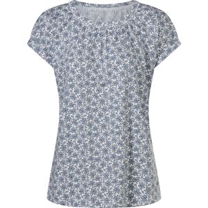 Dames Shirt met korte mouwen in wit/bleu geprint