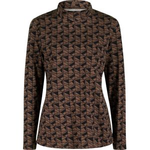 Classic - Shirt - Bruin/Zwart Gedessineerd - Lange Mouwen - Staande Kraag