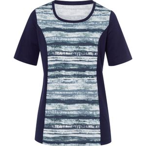 Dames Shirt met korte mouwen in marine/lichtblauw bedrukt