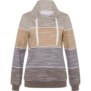 Dames Sweatshirt in donkertaupe/sesam bedrukt