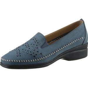 Instappers - Jeansblauw - Suèdeleer - Zeer Brede Wijdte H