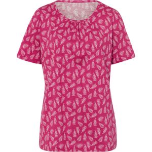 Dames Shirt met korte mouwen in pink/wit bedrukt