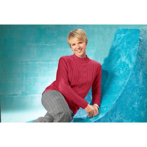 Pullovers - Donkerrood - 100% Polyacryl - Ruimvallend met Staande Kraag