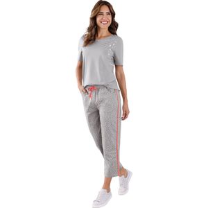 Capri Broek - Steengrijs-Antraciet - 100% Katoen - Gedessineerd