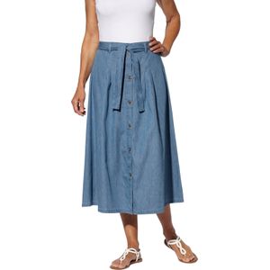 Spijkerrok - Blauw - 100% Katoen - Kuitlengte - Elastische Band