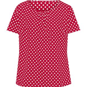 Blouse - Rood/Wit - 100% Polyester - Gedessineerd Gestippeld
