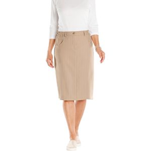 Dames Kokerrok in beige/ecru gestreept