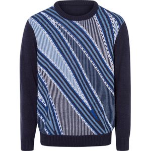 Heren Pullover met ronde hals in koningsblauw gedessineerd