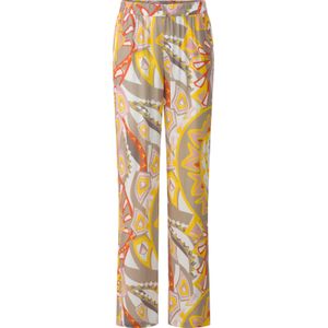 Dames Comfortbroek in zongeel-ecru bedrukt