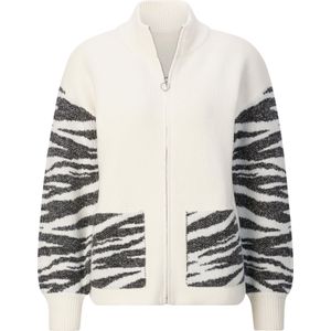 Dames Jacquardvest in ecru/grafiet gedessineerd