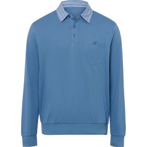 Middenblauw - Longsleeve - 100% Katoen - Knoopsluiting - Borstzak