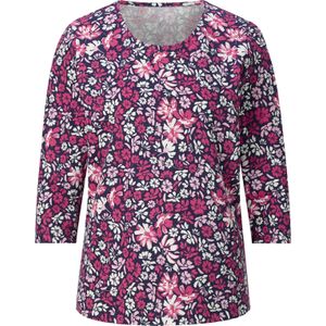 Dames Shirt met 3/4-mouw in marine/fuchsia bedrukt