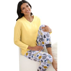 Dames Pyjama-Broek in ecru/citroen bedrukt