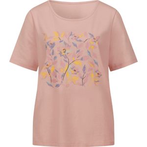 T-shirt - Poeder/Rozenkwarts - 100% Katoen - Gebloemd