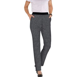 Dames Comfortbroek in zwart/grijs gemêleerd