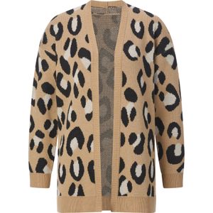 Dames Vest in camel/zwart gedessineerd