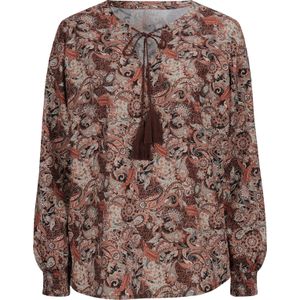 Dames Comfortabele blouse in chocolade/papaja bedrukt