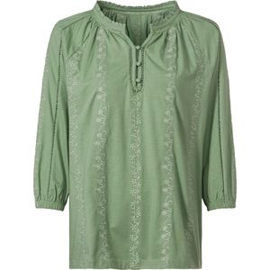 Shirt - Wit - Katoen - Ruches en Bloemenborduursel