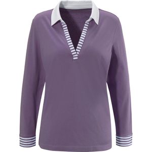 Dames Shirt met lange mouwen in vijg/wit