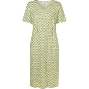 Dames Jersey jurk in pistache/kaki bedrukt