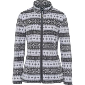 Ecru-Antraciet Gedessineerd Jack - 100% Polyester - Lange Mouwen - Ritssluiting