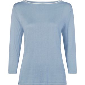 Dames Pullover met 3/4-mouwen in ijsblauw/wit