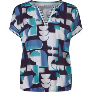 Dames Comfortabele blouse in turquoise/zwart bedrukt