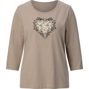 Dames Shirt met 3/4-mouw in sesam/champagne