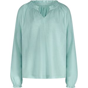 Blouse - Kalkmint - 100% Katoen - Lange Mouwen - V-hals