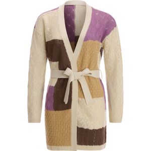 Dames Vest in zand/paars gedessineerd