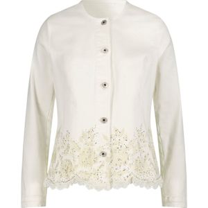 Jeansblouse - Blauw - Katoen - Bloemenborduursel