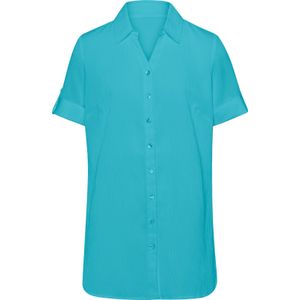 Unikleur Blouse - Turquoise - 100% Polyester - V-hals Korte Mouwen