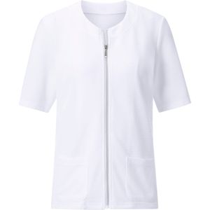 Dames Shirtjasje - Wit - Met Ronde Hals - Korte Mouwen