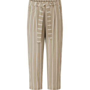 Dames 3/4-broek in beige/ecru gestreept