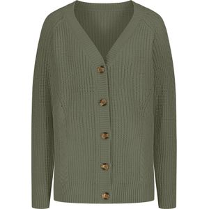 Kaki Vest - 100% Polyacryl - Lange Mouwen - Knoopsluiting