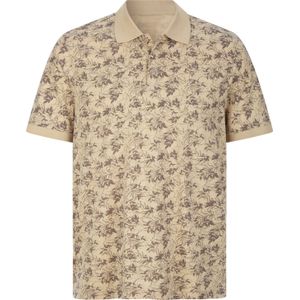 Heren Poloshirt in zand/donkertaupe bedrukt