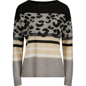 Zwart/Ecru Gedessineerd - Pullover - 100% Polyacryl