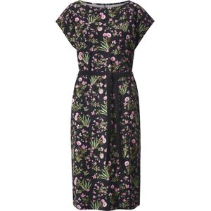 Dames Jersey jurk in zwart/roze bedrukt