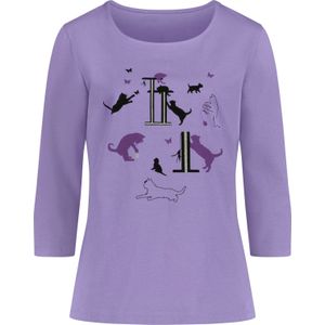 Dames Shirt met 3/4-mouw in lavendel/zwart