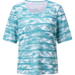 Casual Looks - Shirt - Ocean/Wit gedessineerd - Korte Mouwen - 100% Katoen