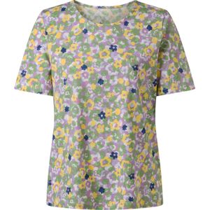 Dames Shirt met korte mouwen in orchidee/resedagroen bedrukt
