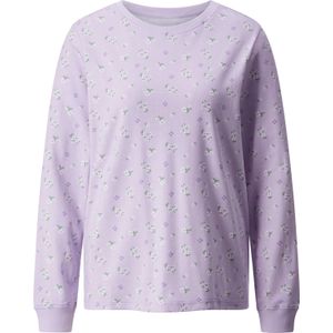 Dames Sweatshirt in lila/ecru bedrukt