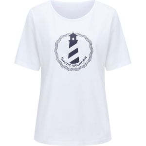 Dames Shirt met korte mouwen in wit/marine