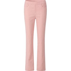 Dames Comfortbroek in flamingo/ecru bedrukt