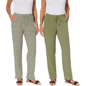 Riet - Stretchbroek - Riet/Wit Gedessineerd - 100% Katoen