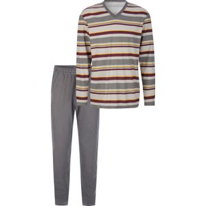 Heren Pyjama in antraciet/lichtgrijs gestreept